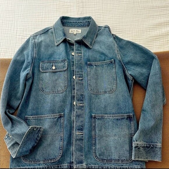NWT Alex Mill Denim Unisex Chore Jacket. Vintage/darker Denim Wash. Large. - Picture 1 of 8